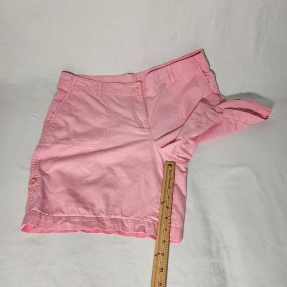 TALBOTS TALBOTS Gorpcore PINK Semi Elastic Waist Roll Leg Bermuda Short Size 16. - Picture 15 of 16